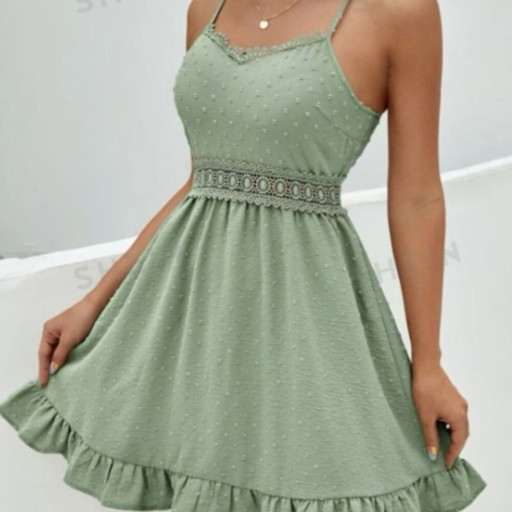 SHEIN Sage Green Spaghetti Strap Mini Dress